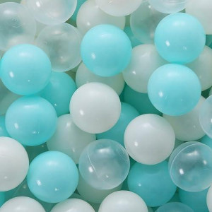 Playmaty 100 Pieces Colorful Pit Balls Phthalate Free Bpa Free Plastic Ocean Balls Crush Proof Stress Balls For Kids Playhouse Ball Pool Pit Accessories 2.1 Inches (100 Balls-Light Blue)