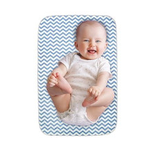 Lessy Messy Diaper Changing Mat - Changing Pad Portable The Only Baby Changing Pad That Is Washer Dryer Safe - Baby Changing Mat Extra Large Waterproof Diaper Changing Pad (Blue Chevron)