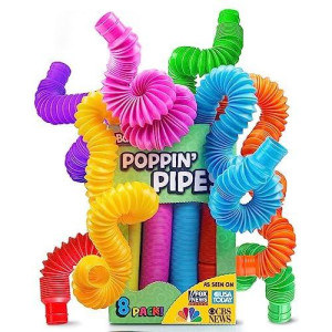 Bunmo Pop Tubes Large 8 Pack | Sensory Toys | Hours Of Fun For Kids | Imaginative Play & Stimulating Creative Learning | Toddler Sensory Toys | Tons Of Ways To Play | Connect, Stretch, Twist & Pop