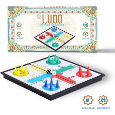 Mart Ns Folding Magnetic Ludo Board Game - Parcheesi Travel Family Game 2 - 4 Players (10 Inches)