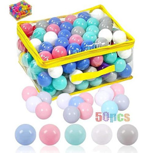 Langxun 50Pcs Soft Plastic Balls - Toy Balls For Kids - Gift For Toddler Birthday Christmas, Ball Pit Play Tent, Water Toys, Kiddie Pool, Party Decoration