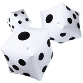 3 Pack Jumbo Inflatable Dice Giant Inflatable Jumbo Dice Large Inflatable Dice For Game Pool Toy Party Favour (White, 12 Inch)