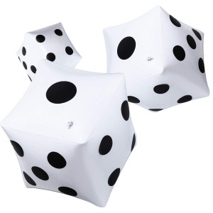 Blulu 3 Pack Jumbo Inflatable Dice giant Inflatable Jumbo Dice Large Inflatable Dice for game Pool Toy Party Favour (White, 12 Inch)