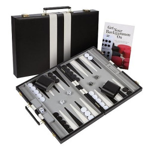 Get The Games Out Top Backgammon Set - Classic Board Game Case - Best Strategy & Tip Guide - Available In Small, Medium And Large Sizes (Black, Large)