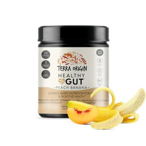 Terra Origin Healthy Gut Peach Banana 30-Servings With L-Glutamine, Zinc, Glucosamine, Slippery Elm Bark, Marshmallow Root And More