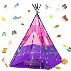 Limitlessfunn Teepee Kids Play Tent | Includes Star Lights & Carrying Case |, Children Indoor Playhouse For Girls, Toddlers, 42" D X 42" W X 60" H