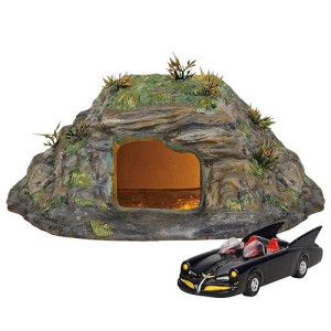 Department 56 DC Comics Village Batman Batcave Entrance and Batmobile Lit Building and Accessory Set, 4.33 Inch, Multicolor