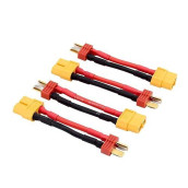 4Pcs T-Plug Male To Xt60 Female Connector Lead Adapter Cable 14Awg 5Cm For Rc Lipo(Bdhi-63)