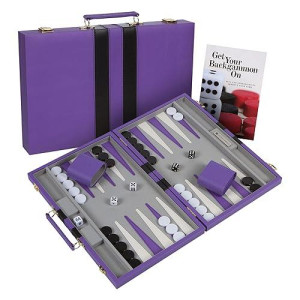 Get The Games Out Top Backgammon Set - Classic Board Game Case - Best Strategy & Tip Guide - Available In Small, Medium And Large Sizes (Purple, Medium)