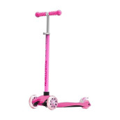 Swagtron K5 3-Wheel Kids Scooter With Light-Up Wheels Quick Assembly Astm-Certified Height-Adjustable For Boys Or Girls Ages 3+ (Pink)