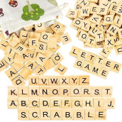Pinowu 200Pcs Wooden Letter Tiles For Scrabble Crossword Game Wood Scrabble Letters Replacement For Diy Craft Gift Decoration Scrapbooking And Making Alphabet Coaster