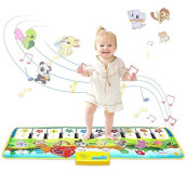 M Sanmersen Piano Mat, 39.5" X 14" Musical Mat 8 Instrument Sounds Piano Mat For Toddlers Touch Play Dancing Mat Toy For 1 2 3 Year Old Girls Boys Gifts