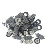 24 Mm X 7 Mm Tire,Wheel And Long Axles -50 Pieces Brick Building Chassis Pieces Education Wheels Set Toy