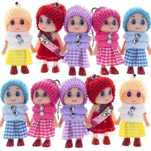 8 Pcs Tiny Dolls, Silicone Princess Mini Doll For Girls, Diy Miniature Dollhouse Kit With Miniature Clothes, Decoration Little Dolls Christmas Festival Reborn Baby Stuff Gift & Bag Accessories