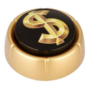 Cash Register Sound Button | Makes Extra Loud Cha-Ching Money Noise | Shiny Gold Color Bling Base | Funny Easy Dollar Sign Gift | Office Desk Item For Sales And Entrepreneurs Nut Batteries Included