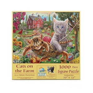 Sunsout Inc - Cats On The Farm - 1000 Pc Jigsaw Puzzle By Artist: Adrian Chesterman - Finished Size 20" X 27" - Mpn# 51824