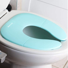 Jool Baby Folding Travel Potty Seat For Toddlers, Fits Round & Oval Toilets, Non-Slip Suction Cups, Includes Free Travel Bag (Aqua)