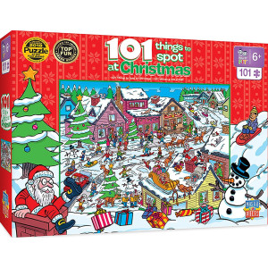 Masterpieces 100 Piece Christmas Jigsaw Puzzle For Kids - 101 Things To Spot At Christmas - 14"X19"