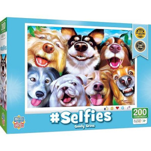 Masterpieces Kids Jigsaw Puzzle - #Selfies Dogs Goofy Grins - 200 Pieces, 14"X19" - Screen-Free Fun For Children, Vibrant And Durable Puzzle Pieces, Perfect Family Activity