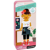 Petit Collage Shine Bright Magnetic Dress Up At The Studio - Magnetic Game Board With Mix And Match Magnetic Pieces, Ideal For Ages 3+ - Includes 2 Scenes And 25 Creative Magnetic Pieces