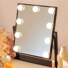 Moon Moon Hollywood Vanity Mirror With Lights - Professional Makeup Mirror & Led Makeup Mirror With Smart Touch Adjustable 3 Colors(White 25X30Cm)