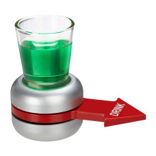 Relaxdays Drinking Game, Spin The Bottle, Red Arrow, 2 Cl Glass, Fun Party Gag, Shot Spinner, Grey, H X W X D: App. 10 X 11.5 X 6 Cm