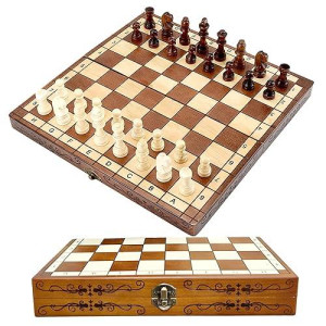 Syrace Folding Hand Crafted Wooden Chess Set Chess Board For Kids And Adults 30 X 30 Cm