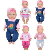 Doll Clothes 4 Sets Doll Fashion Outfits Fit For 43 Cm New Born Baby Dolls 14-16-17 Inch Baby Dolls 15 Inch Dolls 18 Inch Dolls(No Doll