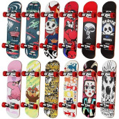 Hometall Finger Skateboards For Kids Set Of 12, Mini Skateboard Fingerboards 12 Pieces Finger Toys Pack, Gifts For Kids Children Finger Skater