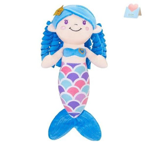 Athoinsu Blue Mermaid Stuffed Animal Soft Cute Mermaid Princess Plush Doll Toy Birthday Valentine'S Day Gifts Decors For Girls Kids Toddlers, 12''