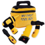Talking Plush Set For Toddlers | Includes Cuddly Hammer, Handsaw, Screwdriver, Hand Drill, & Zippered Tool Box With Cool Sounds | Soft Plush Toys Made From Durable & Hypoallergenic Fabric