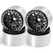 Rclions Aluminum Metal 1.9 Beadlock Wheels Rims 35Mm For Axial Scx10 D90 Trx4 1/10 Crawler Car-Pack Of 4Pcs (Black)
