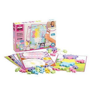 Plus Plus - Big - Big Picture Puzzles, Pastel Color Mix - Construction Building Stem Toy, Interlocking Large Puzzle Blocks For Toddlers And Preschool