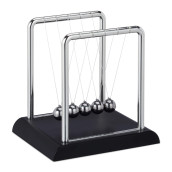 Relaxdays Newtons Cradle, Classic Pendulum With 5 Balls, Decorative Physics Gadget For Your Desk, Silver, One Size
