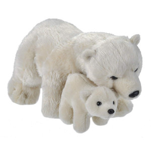 Wild Republic Mom & Baby Polar Bear Plush, Stuffed Animal, Plush Toy, Gifts For Kids, 14"