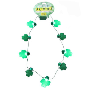 Tg,Llc Treasure Gurus St Patricks Day Flashing Clover Shamrock Light Up Necklace Led Glow Party Accessory