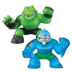 Heroes of Goo Jit Zu - 2 Pack of Glow in The Dark Action Figures, Thrash Vs Rockjaw