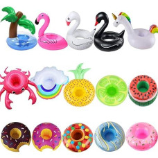 Ishyan Inflatable Drink Holder, 15 Pack Drink Floats Inflatable Cup Holders Flamingo Coasters For Swimming Pool Party