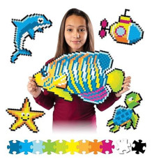 Fat Brain Toys Jixelz 700 Piece Set Roving Robots Pixelated Puzzle Art For Children, Suitable For Boys & Girls Aged 6 Years And Above