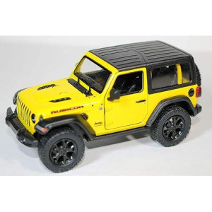 Kinsmart 2018 Jeep Wrangler Rudicon Hard Top Yellow 5" 1:34 Scale Die Cast Metal Model Toy W/ Pullback Action