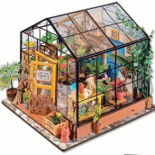 Rolife Diy Miniature House Kit Greenhouse, Tiny For Adults To Build, Mini House Making Kit With Furnitures, Halloween/Christmas Decorations/Gifts For Family And Friends (Cathy'S Greenhouse)