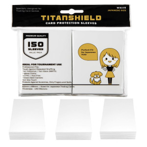 TitanShield (150 SleeveWhite) Small Japanese Sized Trading card Sleeves Deck Protector for Yu-gi-Oh, cardfight Vanguard & Photocards