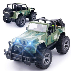 Yestoys Car Toy Off-Road Military Fighter Friction Powered Toy Vehicle With Fun Lights & Sounds (Green)