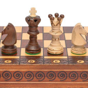 Husaria European International Wooden Chess Game Set, Ambassador - 21.7 Inches - Large-Size Chess Set With Handcrafted Chessmen And Felted Folding Board