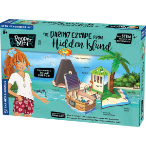 Thames & Kosmos Pepper Mint In The Daring Escape From Hidden Island Story-Based Science Experiment & Model Building Kit & Playset, 7 Building Projects & Experiments In Solar Energy & Power