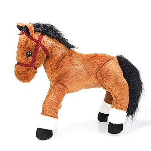 Plushland 14 Inches Soft Brown And Black Horse Stuffed Animal Toy Gift For Baby Boys Girl Holidays Birthday Christmas Halloween Thanksgiving Back To School Adhd Autism Handmade Present Sleep Companion