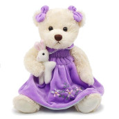 Oitscute Small Baby Teddy Bear With Cloth Cute Stuffed Animal Soft Plush Toy 10" (Purple Dress With Rabbit)