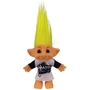 Lucky Troll Dolls,Vintage Troll Dolls Chromatic Adorable For Collections, School Project, Arts And Crafts, Party Favors - 7.5" Tall Yellow Hairs (Include The Length Of Hair)