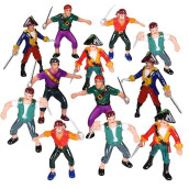 Artcreativity Pirate Action Figures- Pack Of 12- Legendary Plastic Figures In Assorted Poses - Fun Pirate Party Favor And Prize - Excellent Birthday Gift Idea For Boys And Girls Kids Ages 5+