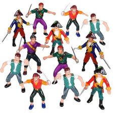 Artcreativity Pirate Action Figures- Pack Of 12- Legendary Plastic Figures In Assorted Poses - Fun Pirate Party Favor And Prize - Excellent Birthday Gift Idea For Boys And Girls Kids Ages 5+